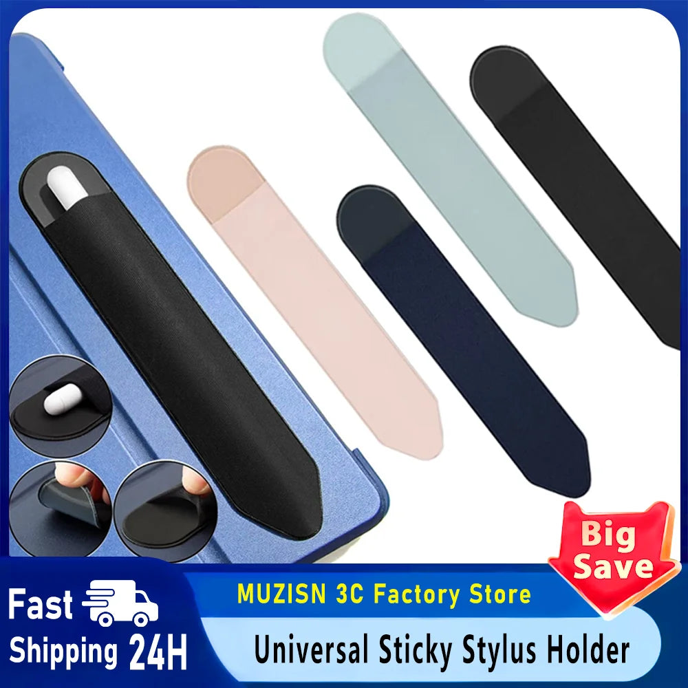 Universal Sticky Stylus Holder  Ipad Ipencil 2 1 Self Adhesive Sleeve Attached Pouch Bag Sleeve Pencil Holder