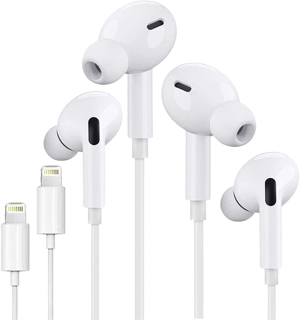 2 Pack-Apple Earbuds with Lightning Connector(Built-In Microphone & Volume Control) In-Ear Stereo Headphones Headset Compatible with Iphone 12/SE/11/XR/XS/X/7/7 Plus/8/8Plus - Support All Ios System