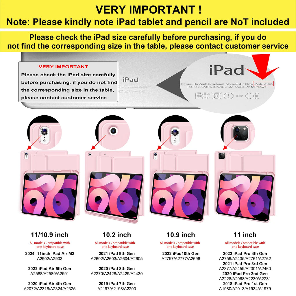 Premium STWMOOCE Tablet Case with Wireless Keyboard for iPad 10.2", 10.9", & 11" - Stylish Protective Cover with Stand & Pencil Holder - Must-Have Tablet Accessory!