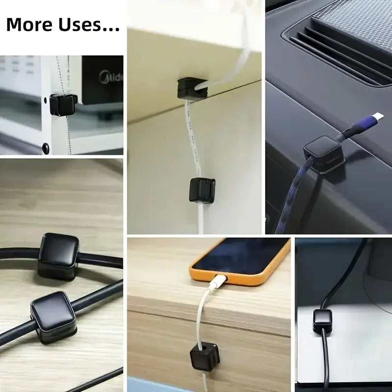 10Pcs Strong Magnetic Cord Holders - Universal Cable Management Clips for Desk, Car, Home, Secure Wires for Chargers, Earphones