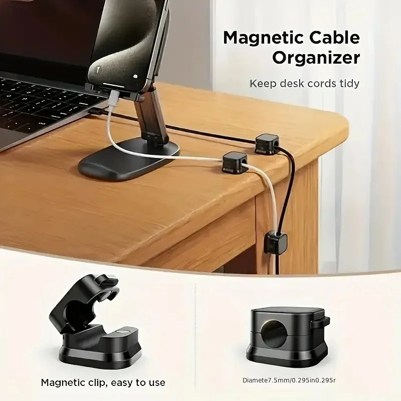 10Pcs Strong Magnetic Cord Holders - Universal Cable Management Clips for Desk, Car, Home, Secure Wires for Chargers, Earphones