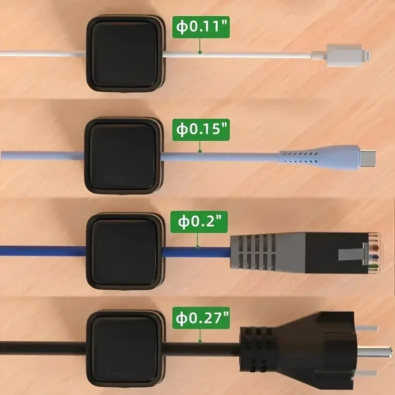 10Pcs Strong Magnetic Cord Holders - Universal Cable Management Clips for Desk, Car, Home, Secure Wires for Chargers, Earphones