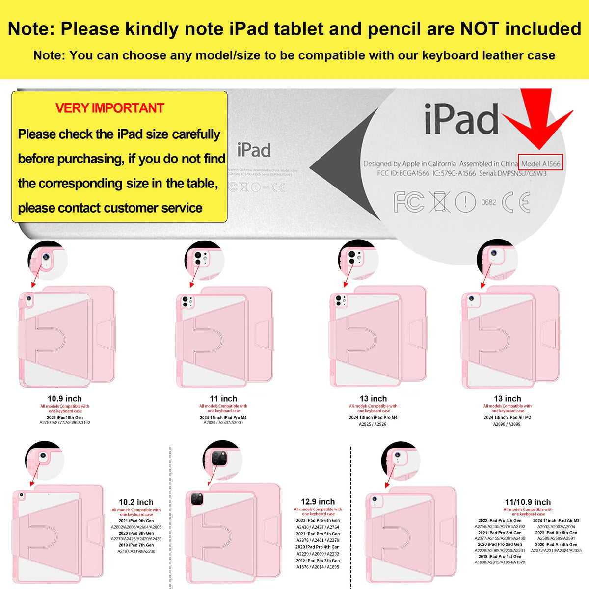 Premium STWMOOCE Tablet Case with Wireless Keyboard for iPad 10.2", 10.9", & 11" - Stylish Protective Cover with Stand & Pencil Holder - Must-Have Tablet Accessory!
